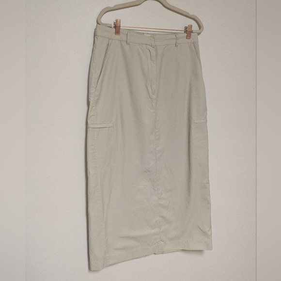 Braemar Vintage Cargo Maxi Skirt Cotton/Nylon Neutral Cream Size 12 - Picture 10 of 12